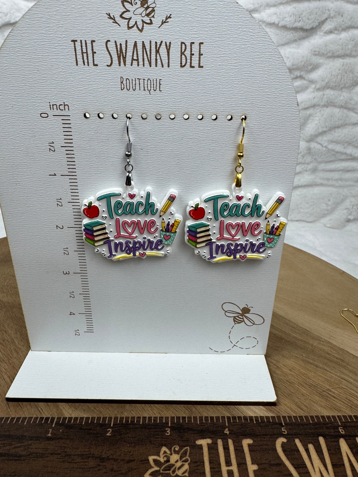 Teach Love Inspire Acrylic Teacher Earrings