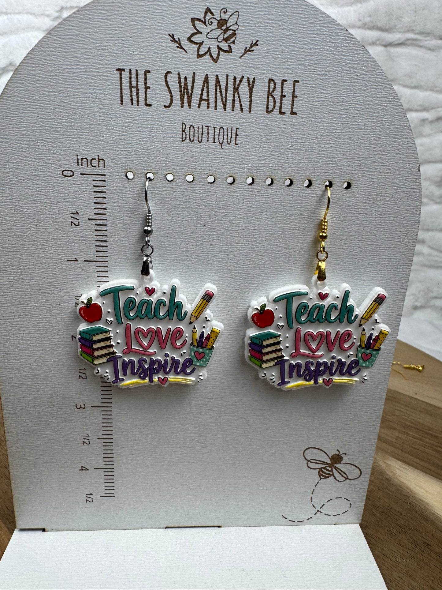 Teach Love Inspire Acrylic Teacher Earrings
