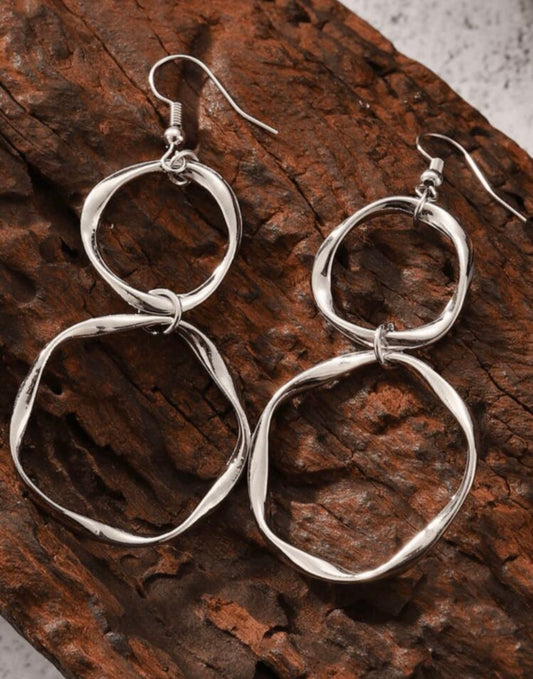 Bent Circle Double Dangle Earrings