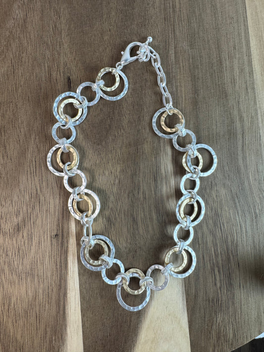 Mixed Metal Chain Necklace - Gold & Silver Links
