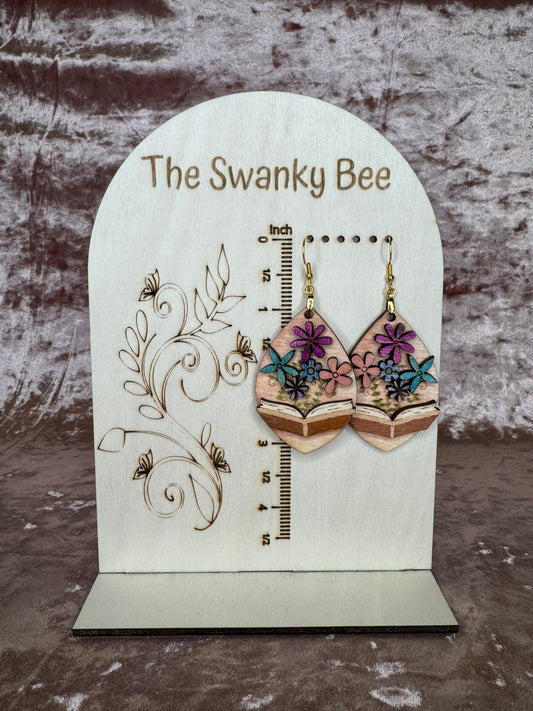 Books and Flowers Earrings