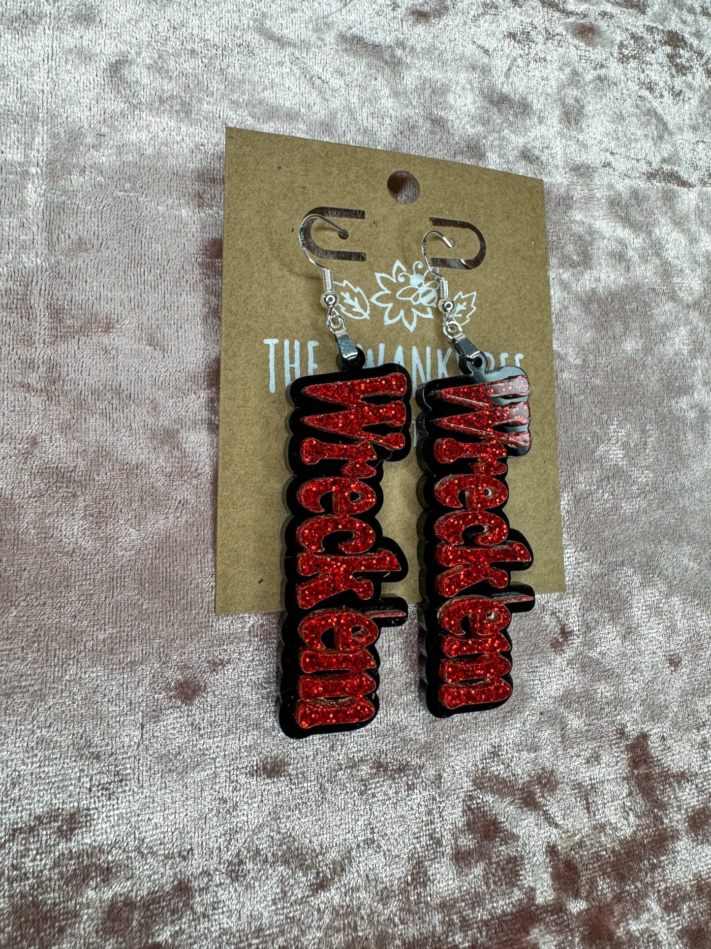 Wreck 'em Earrings - Texas Tech Inspired Jewelry -  College Football Fan Gear - TTU Alumni Gift