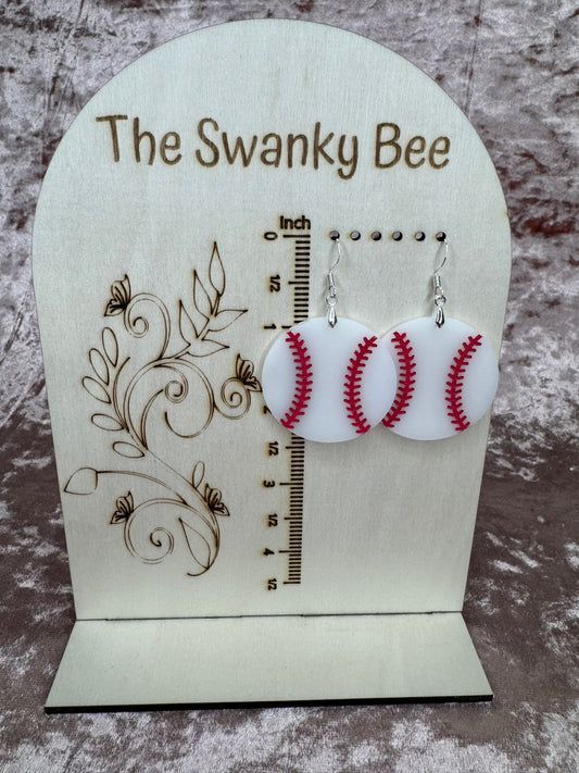 Acrylic Baseball Earrings - Lightweight Sports Jewelry - Game Day Baseball Accessories - Fan Gear for Baseball Lovers - Gift for Her