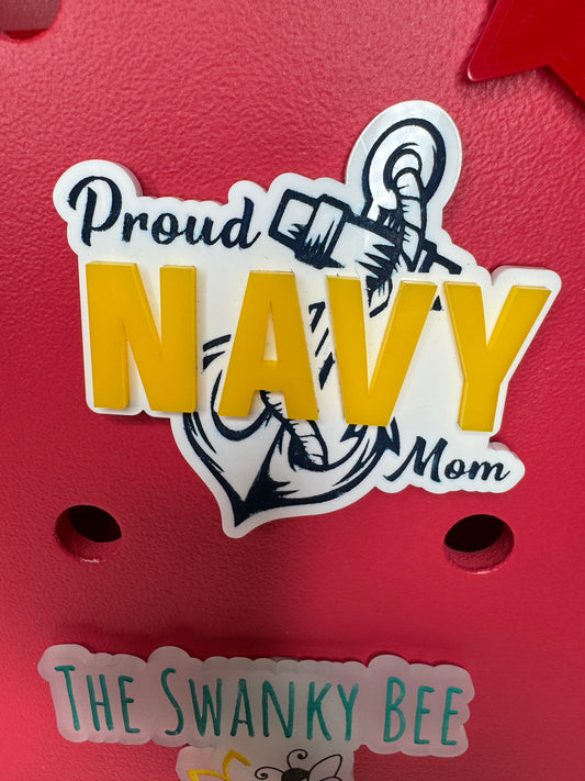 Proud Navy Mom Charm for Bogg Bags - Military Mom Bogg Bag Accessory - Navy Mother Gift - Customizable Navy Family Bag Charm