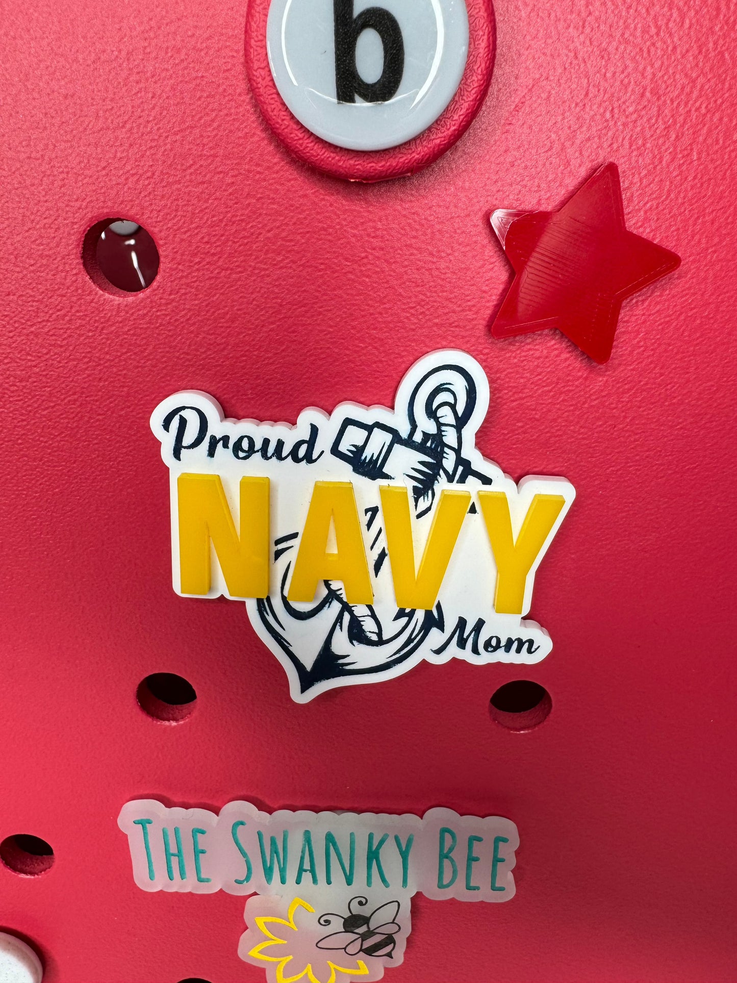 Proud Navy Mom Charm for Bogg Bags - Military Mom Bogg Bag Accessory - Navy Mother Gift - Customizable Navy Family Bag Charm