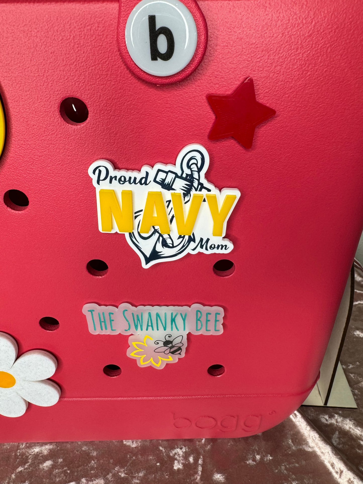 Proud Navy Mom Charm for Bogg Bags - Military Mom Bogg Bag Accessory - Navy Mother Gift - Customizable Navy Family Bag Charm