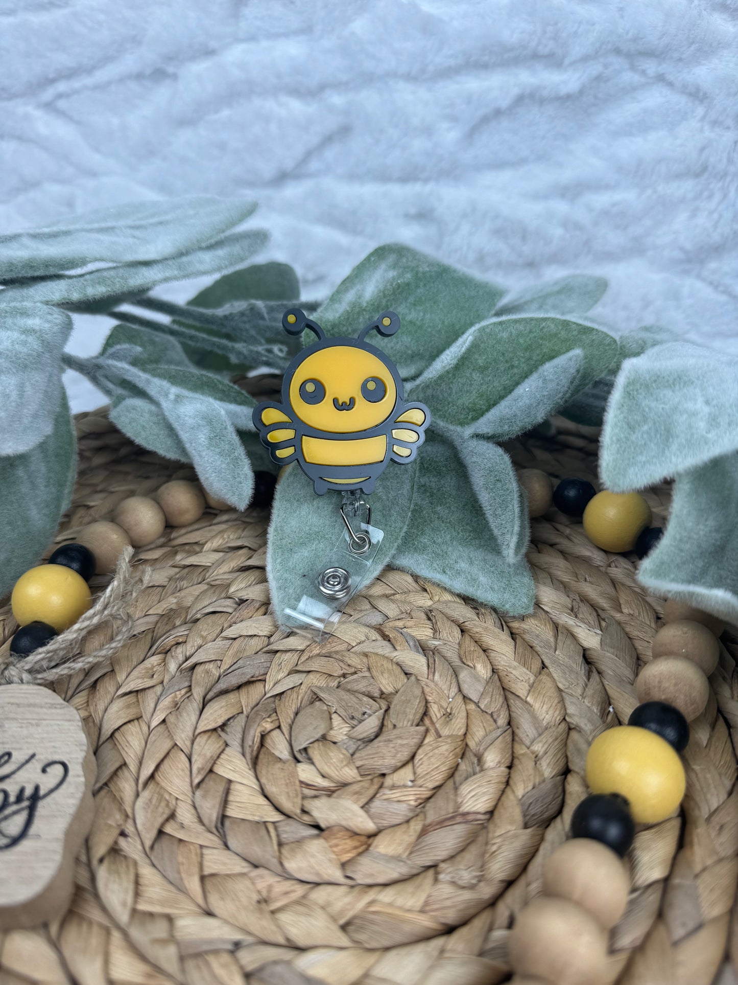 Cute Bumblebee Interchangeable Badge Reel – Fun Retractable ID Holder