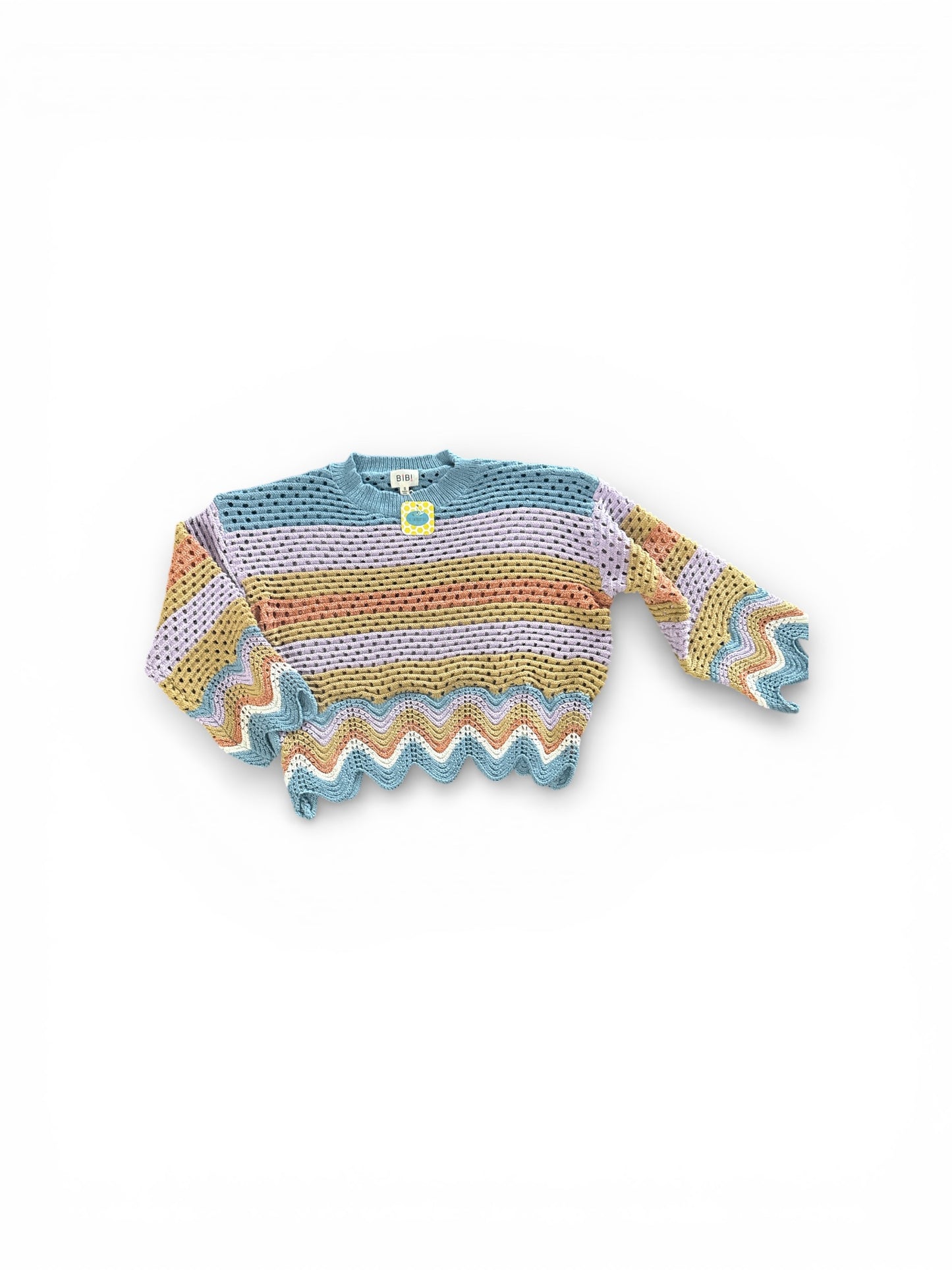 Wavy Stripe Crochet Sweater Top in Vibrant Colors