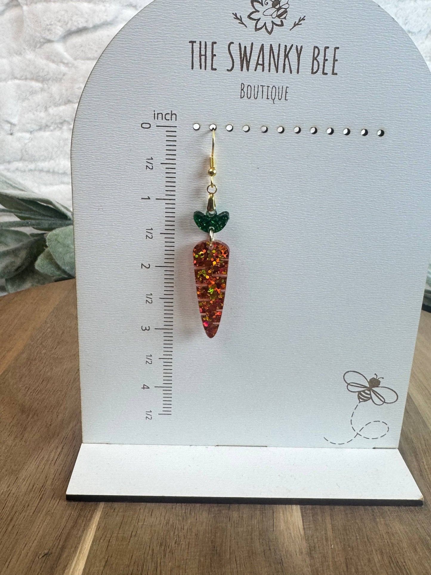 Glitter Carrot Dangle Earrings for Spring Style