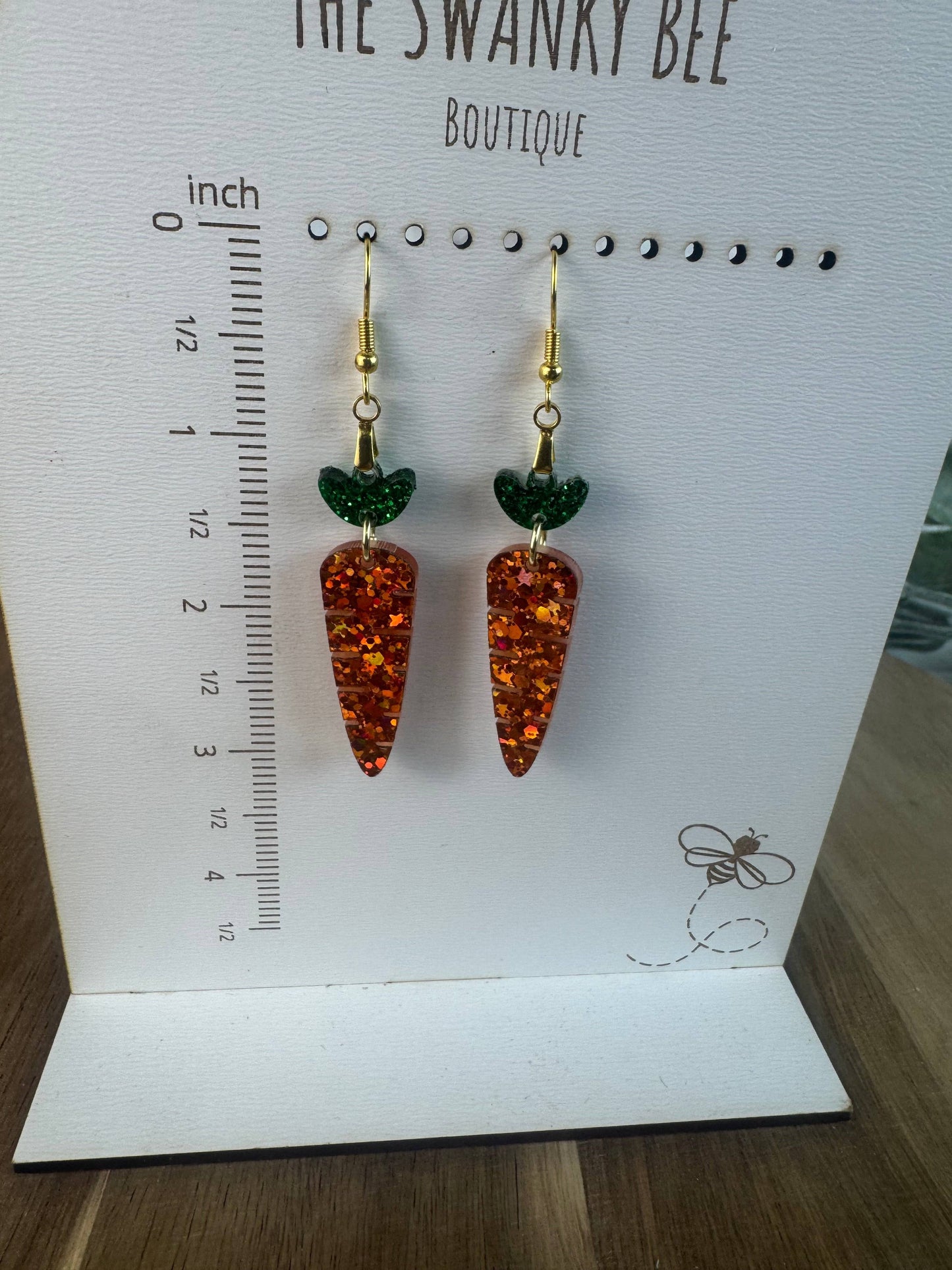 Glitter Carrot Dangle Earrings for Spring Style