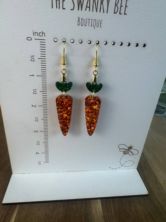 Glitter Carrot Dangle Earrings for Spring Style