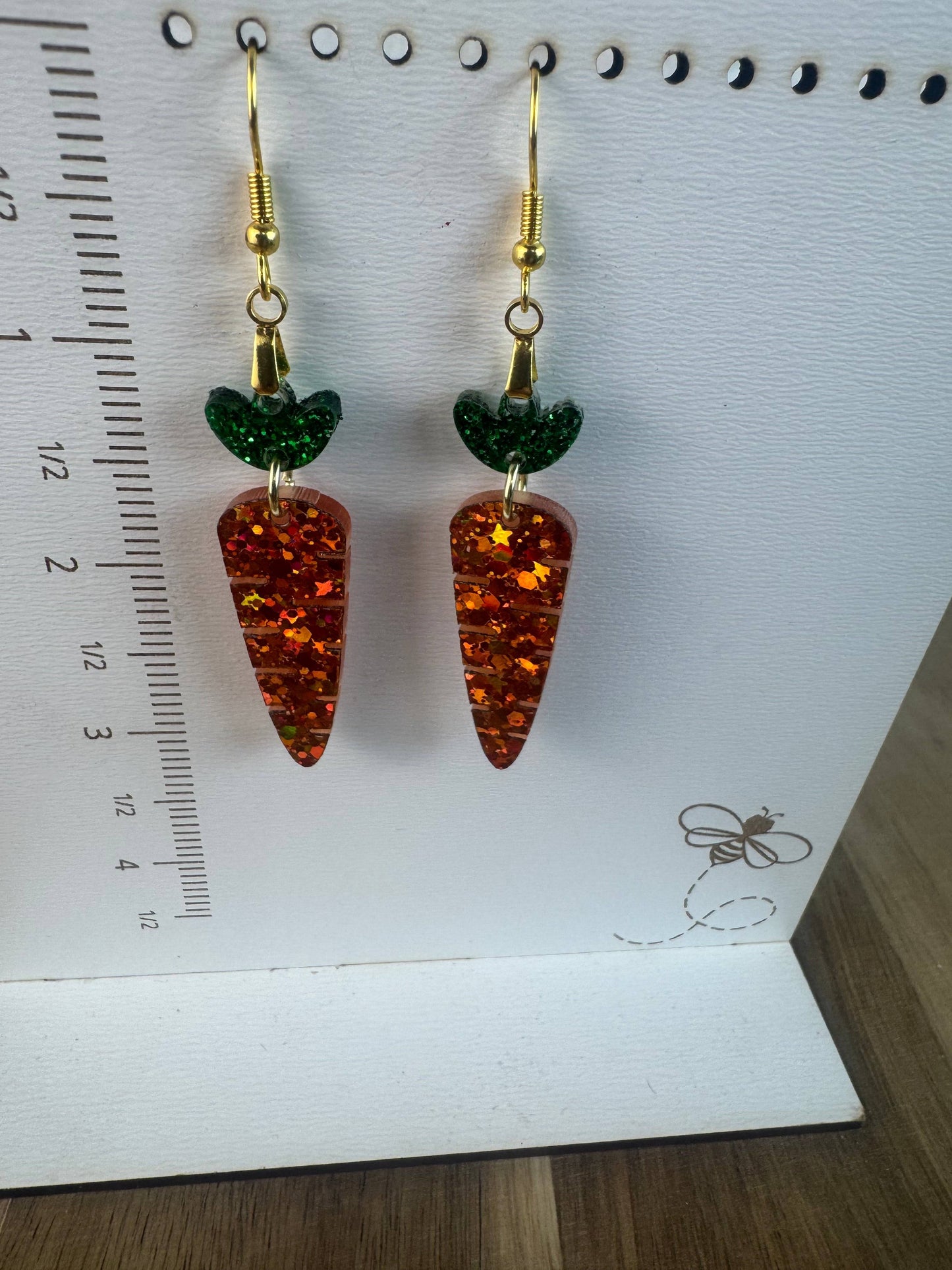 Glitter Carrot Dangle Earrings for Spring Style
