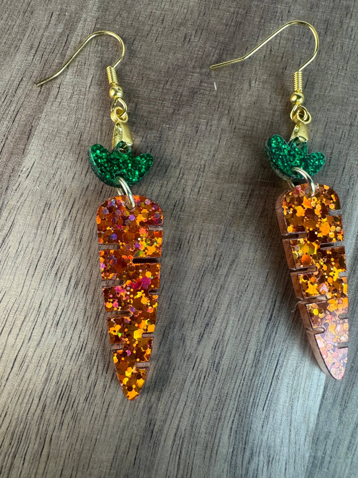Glitter Carrot Dangle Earrings for Spring Style