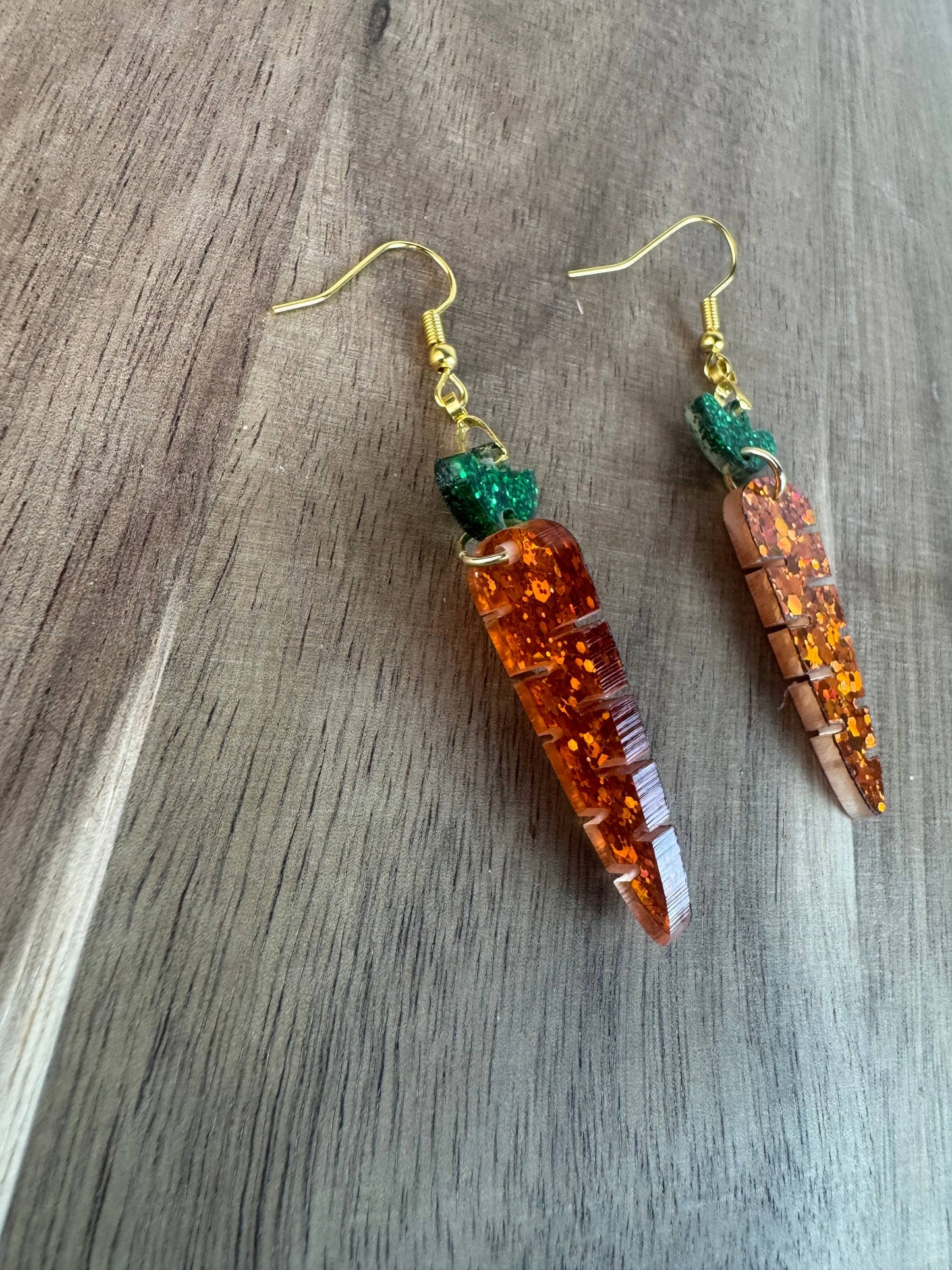 Glitter Carrot Dangle Earrings for Spring Style