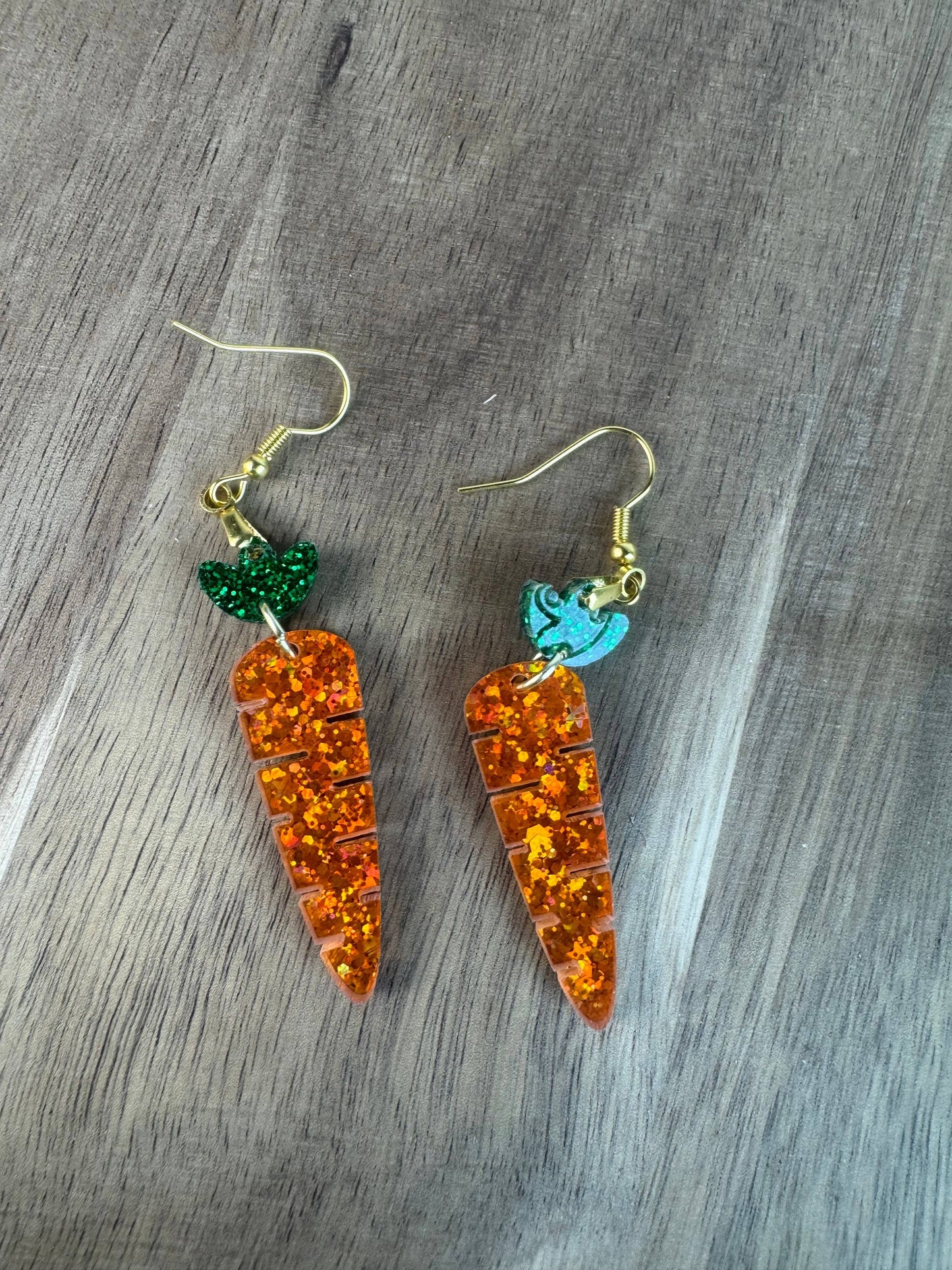 Glitter Carrot Dangle Earrings for Spring Style