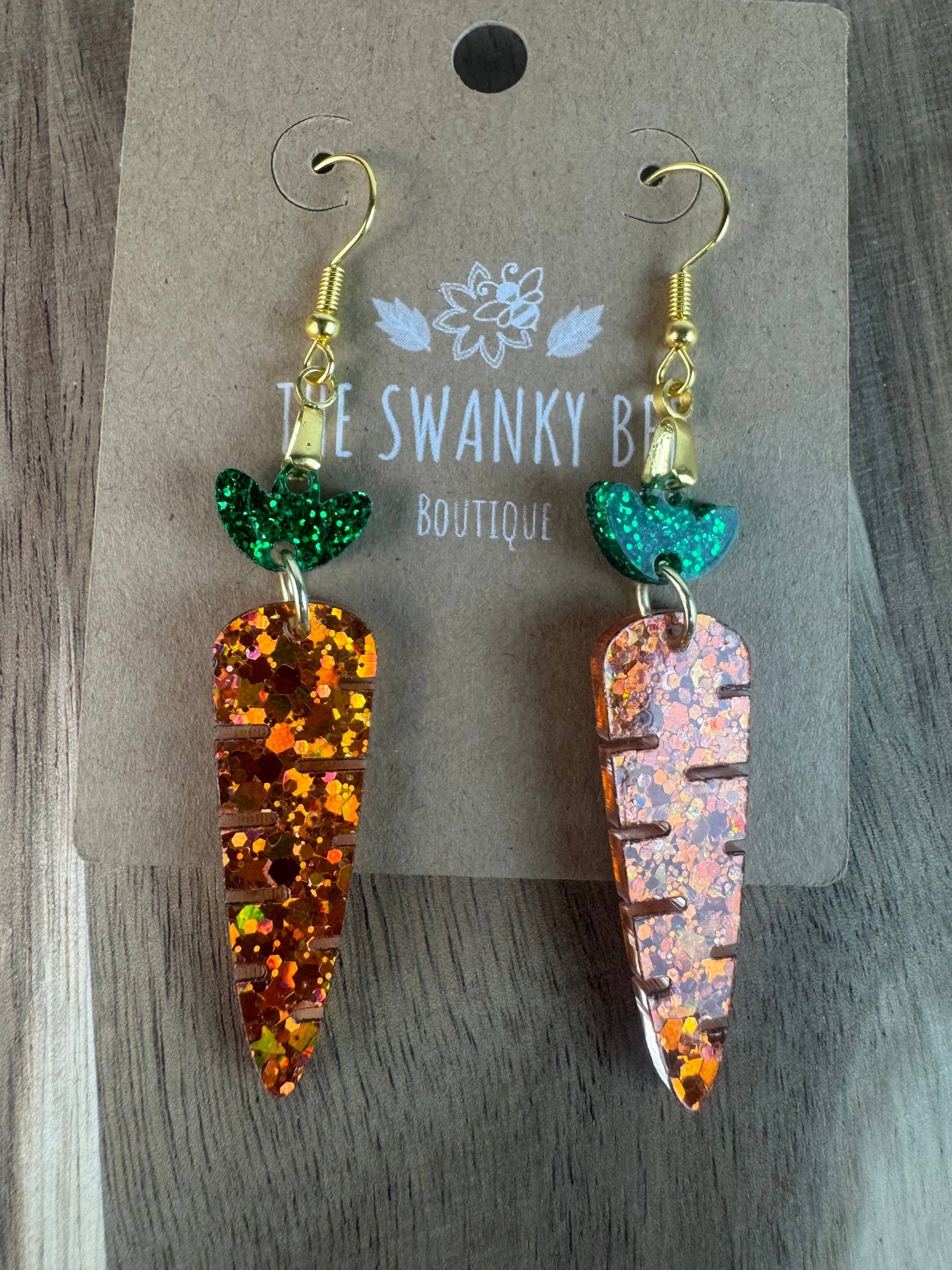 Glitter Carrot Dangle Earrings for Spring Style