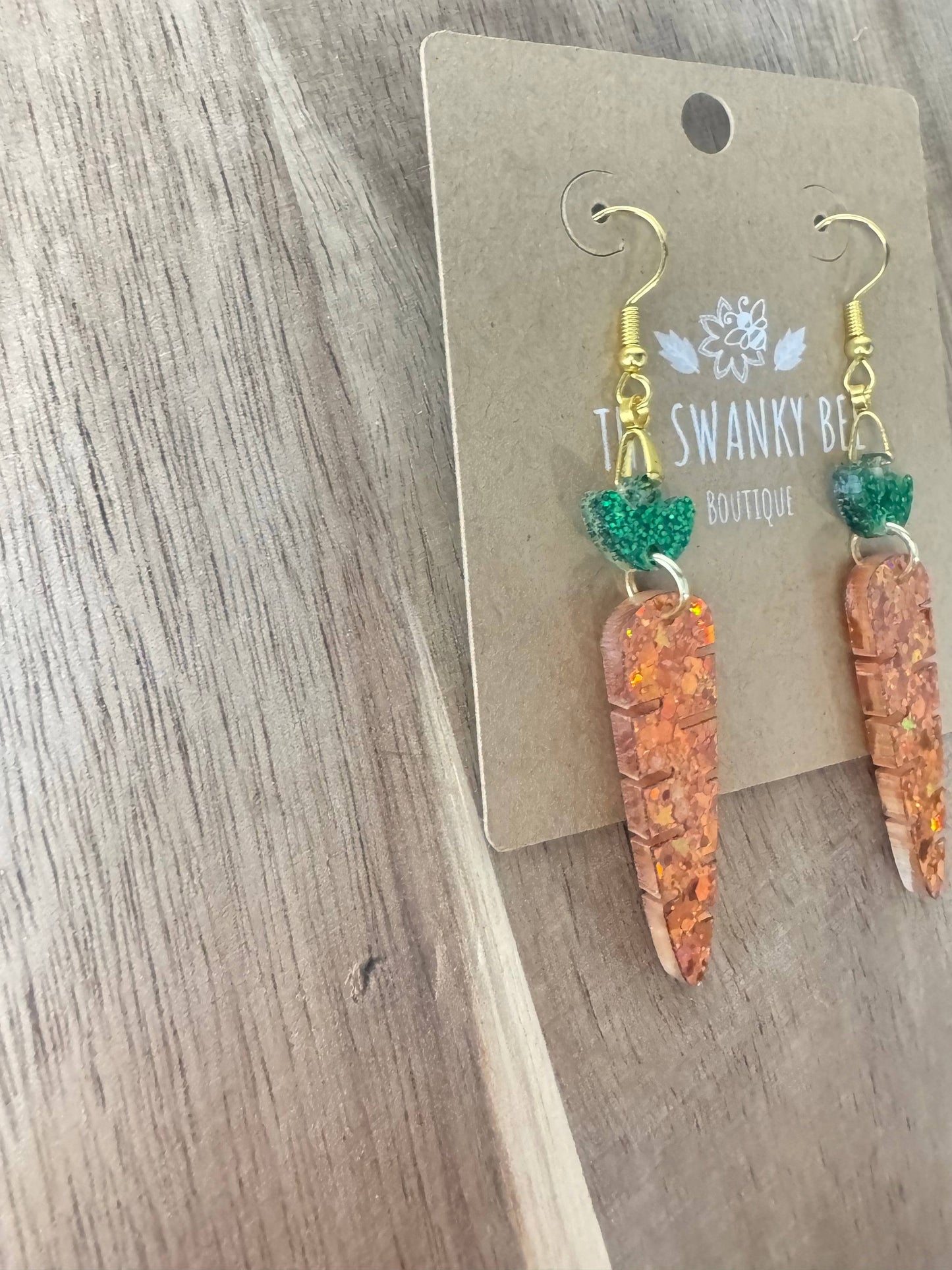 Glitter Carrot Dangle Earrings for Spring Style