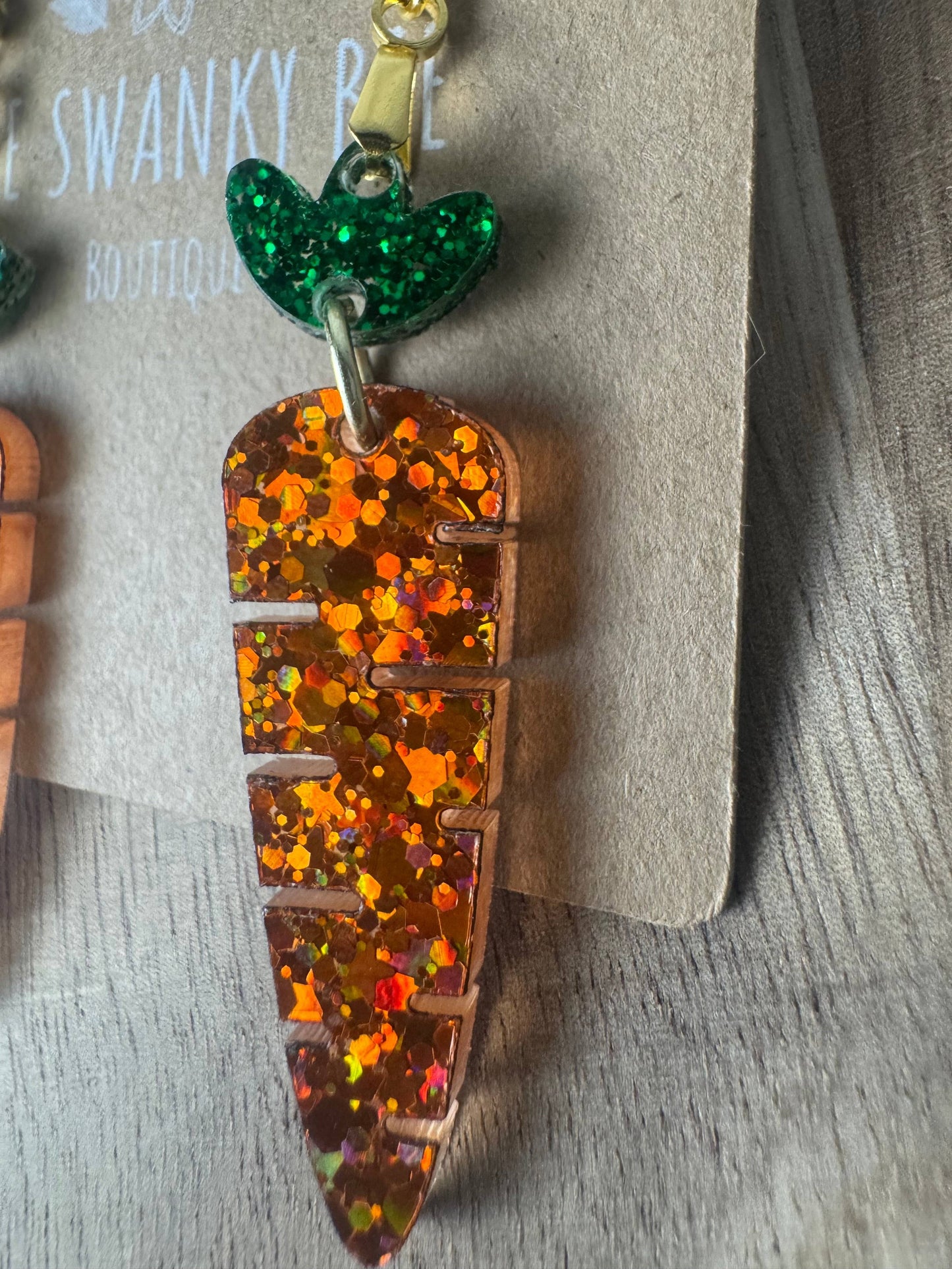 Glitter Carrot Dangle Earrings for Spring Style