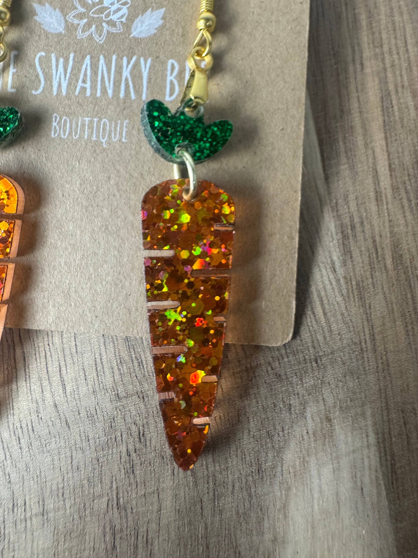 Glitter Carrot Dangle Earrings for Spring Style