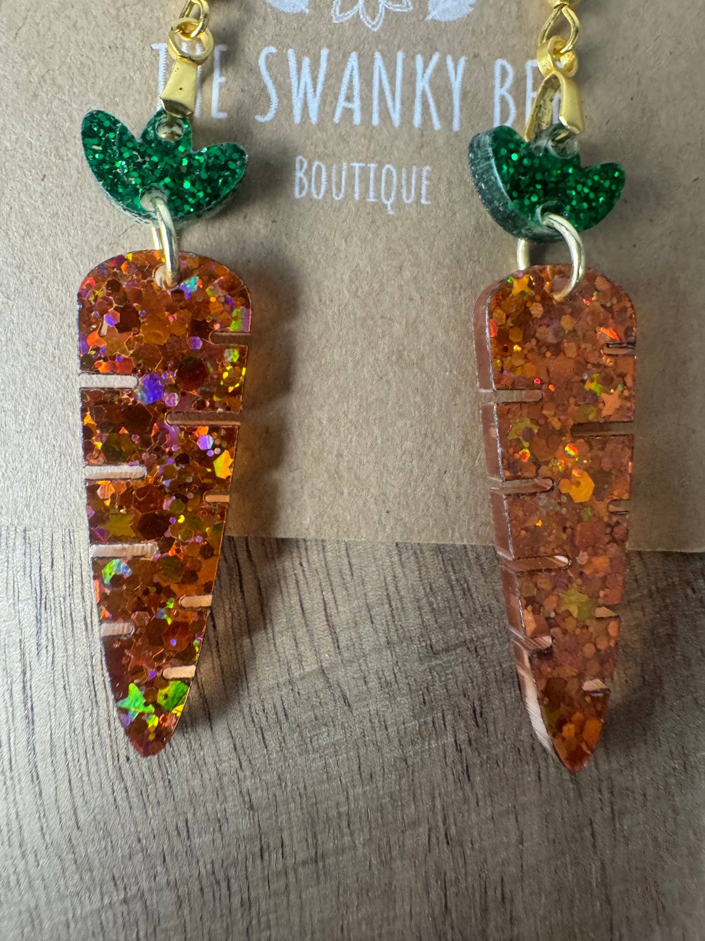 Glitter Carrot Dangle Earrings for Spring Style