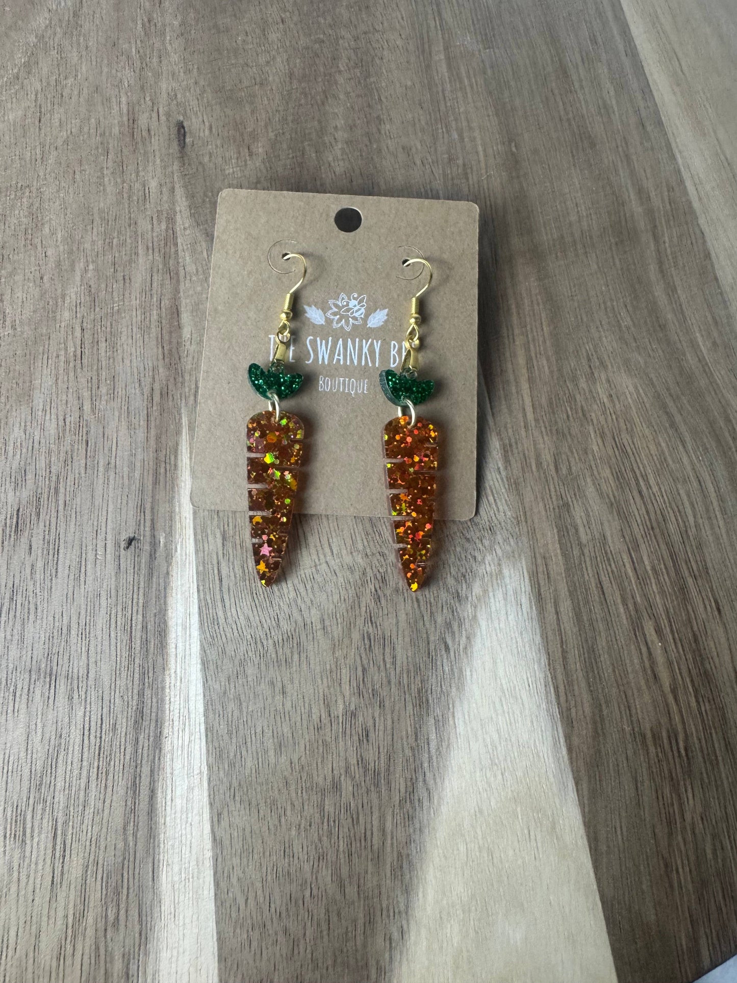 Glitter Carrot Dangle Earrings for Spring Style