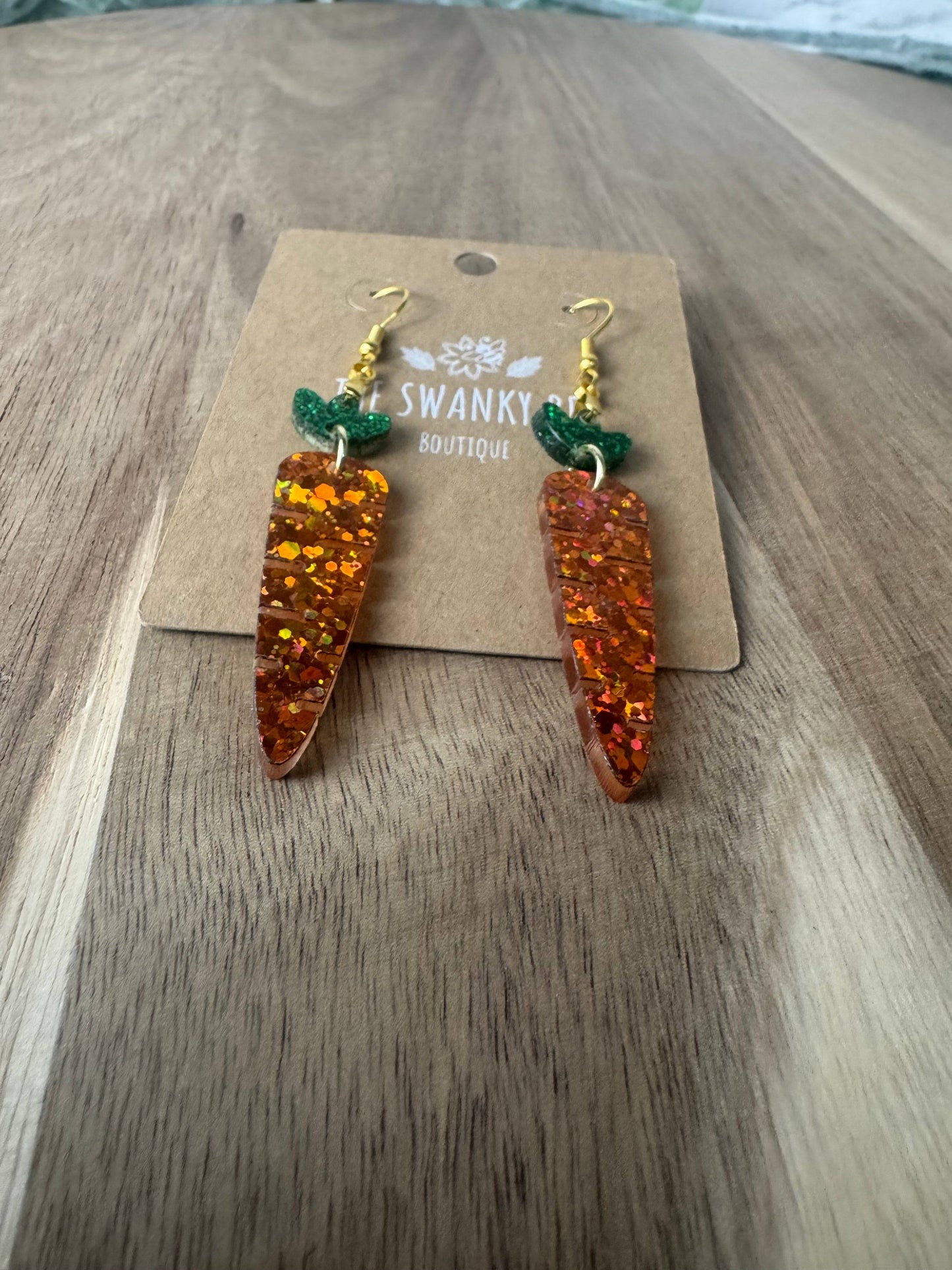 Glitter Carrot Dangle Earrings for Spring Style