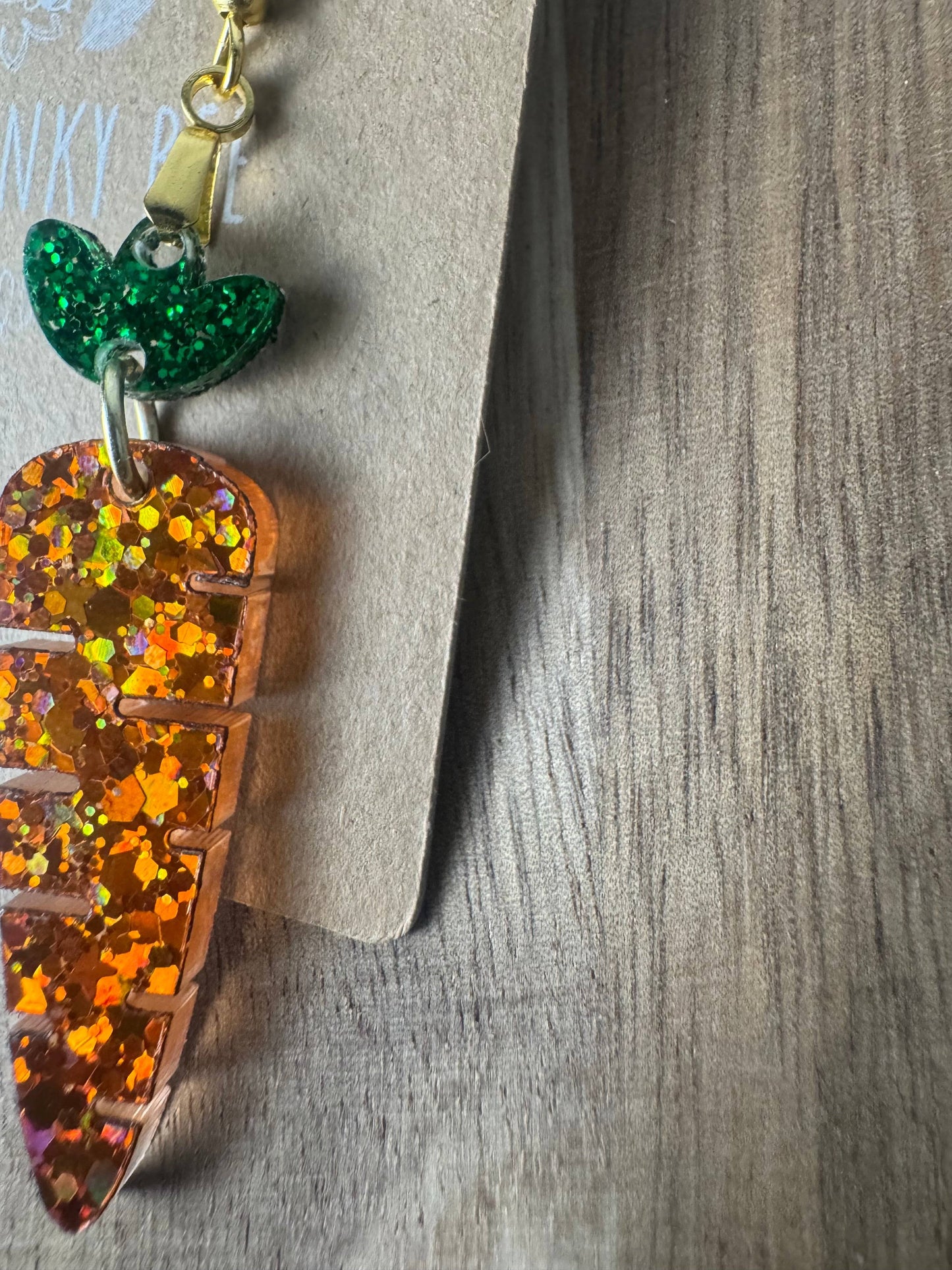 Glitter Carrot Dangle Earrings for Spring Style
