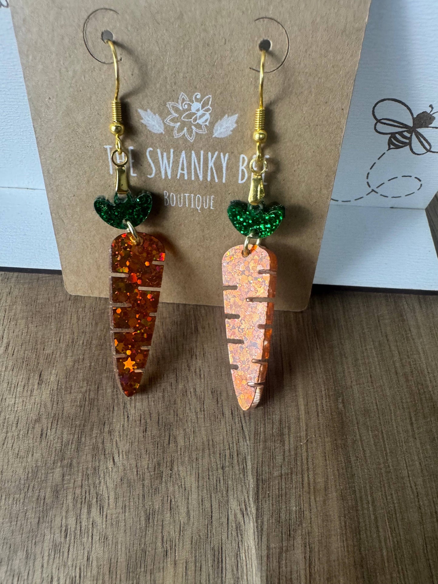 Glitter Carrot Dangle Earrings for Spring Style