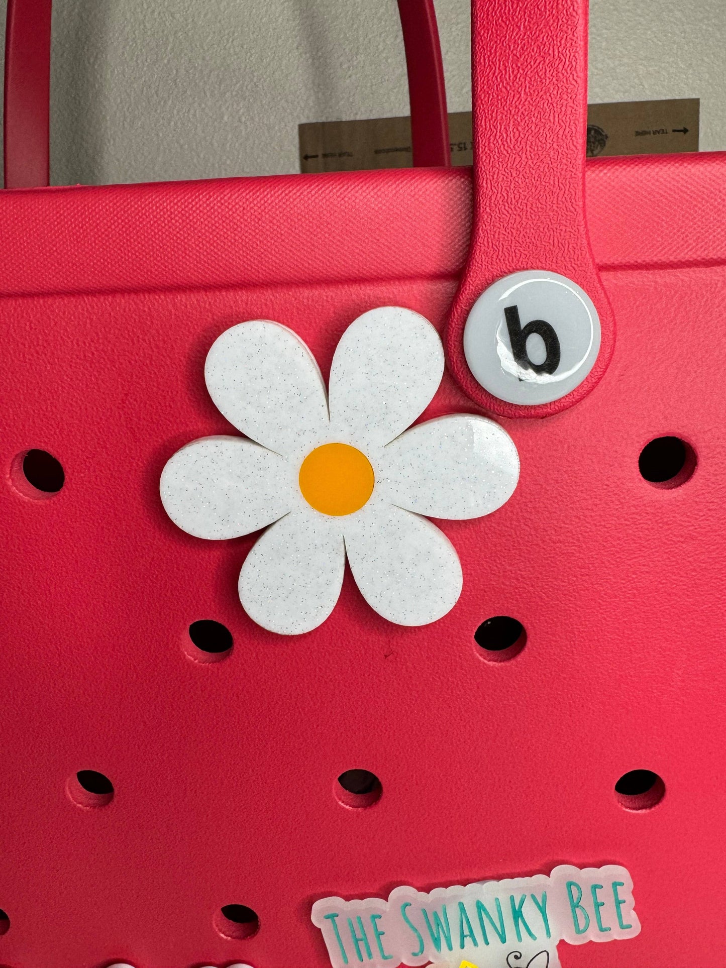 Glitter Daisy Charm for Bogg Bags - Sparkly Flower Bag Accessory - Floral Bogg Bag Charm - Spring Accessory - Gift for Her
