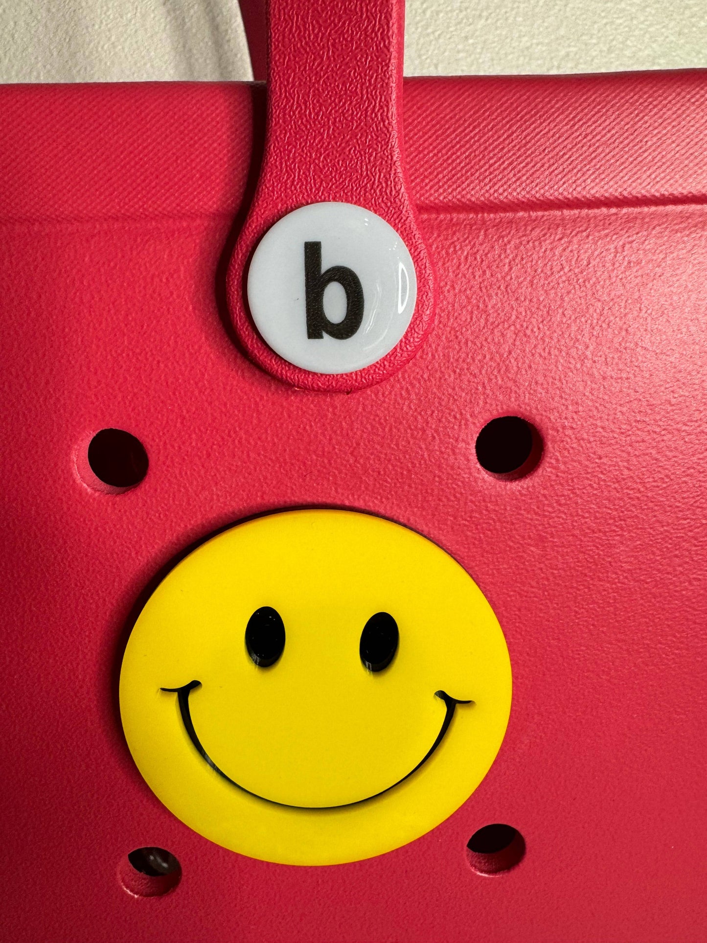 Smiley Face Charm for Bogg Bags - Happy Face Bag Accessory - Cheerful Bogg Bag Charm - Yellow Smiley Emoji - Gift for Her