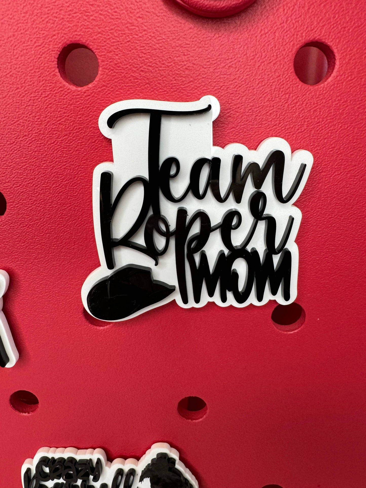 Team Roper Mom Charm for Bogg Bags - Western Style Bag Charm