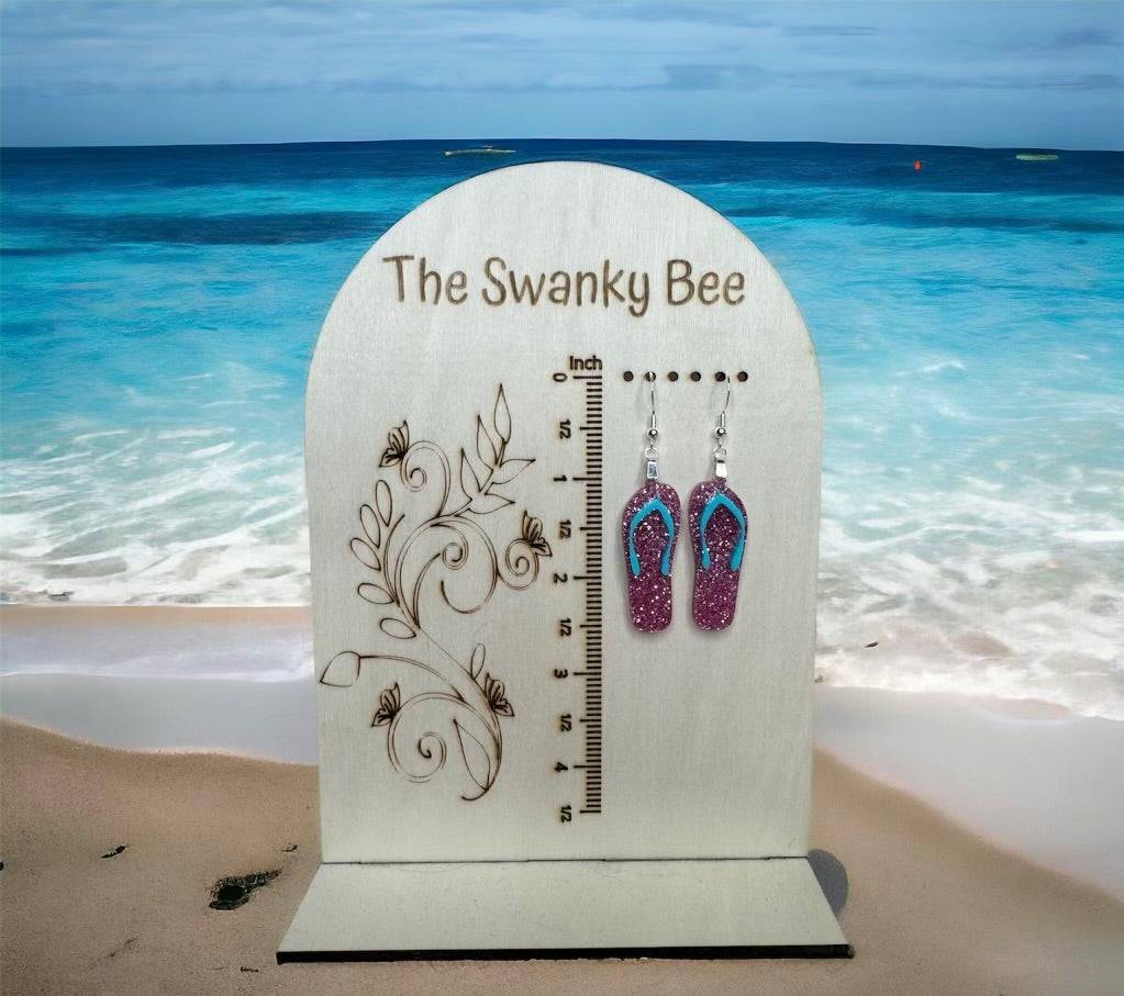 Glitter Flip Flop Earrings - Fun Beach Jewelry - Sparkly Summer Accessories - Handmade Beachwear - Cute Vacation Earrings