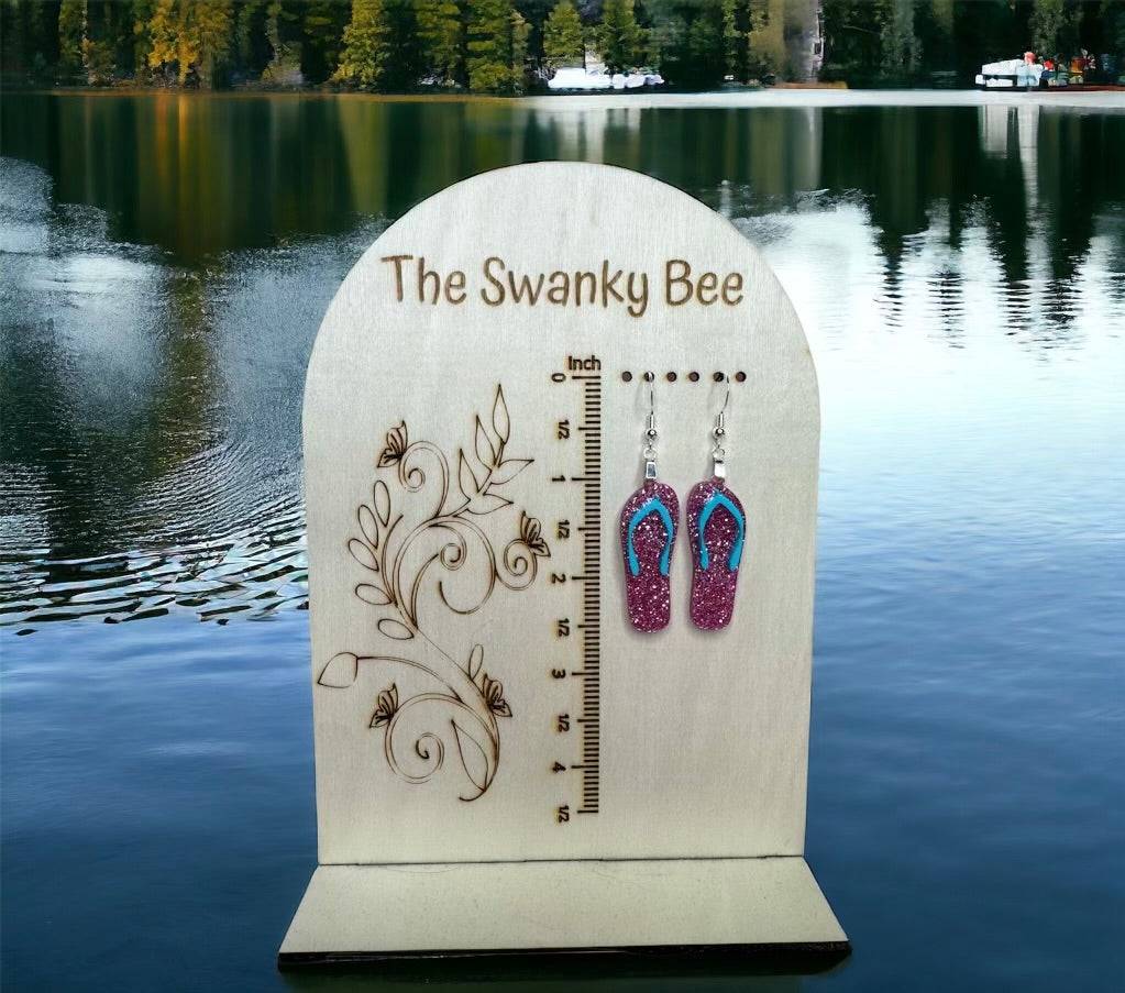 Glitter Flip Flop Earrings - Fun Beach Jewelry - Sparkly Summer Accessories - Handmade Beachwear - Cute Vacation Earrings