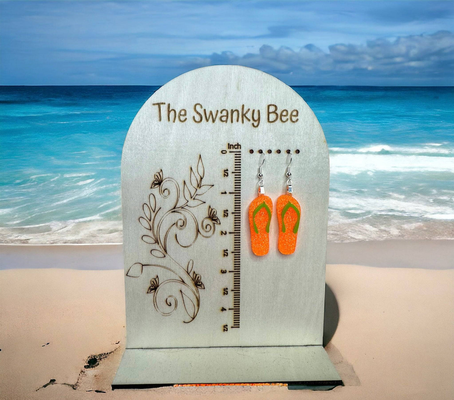Glitter Flip Flop Earrings - Fun Beach Jewelry - Sparkly Summer Accessories - Handmade Beachwear - Cute Vacation Earrings