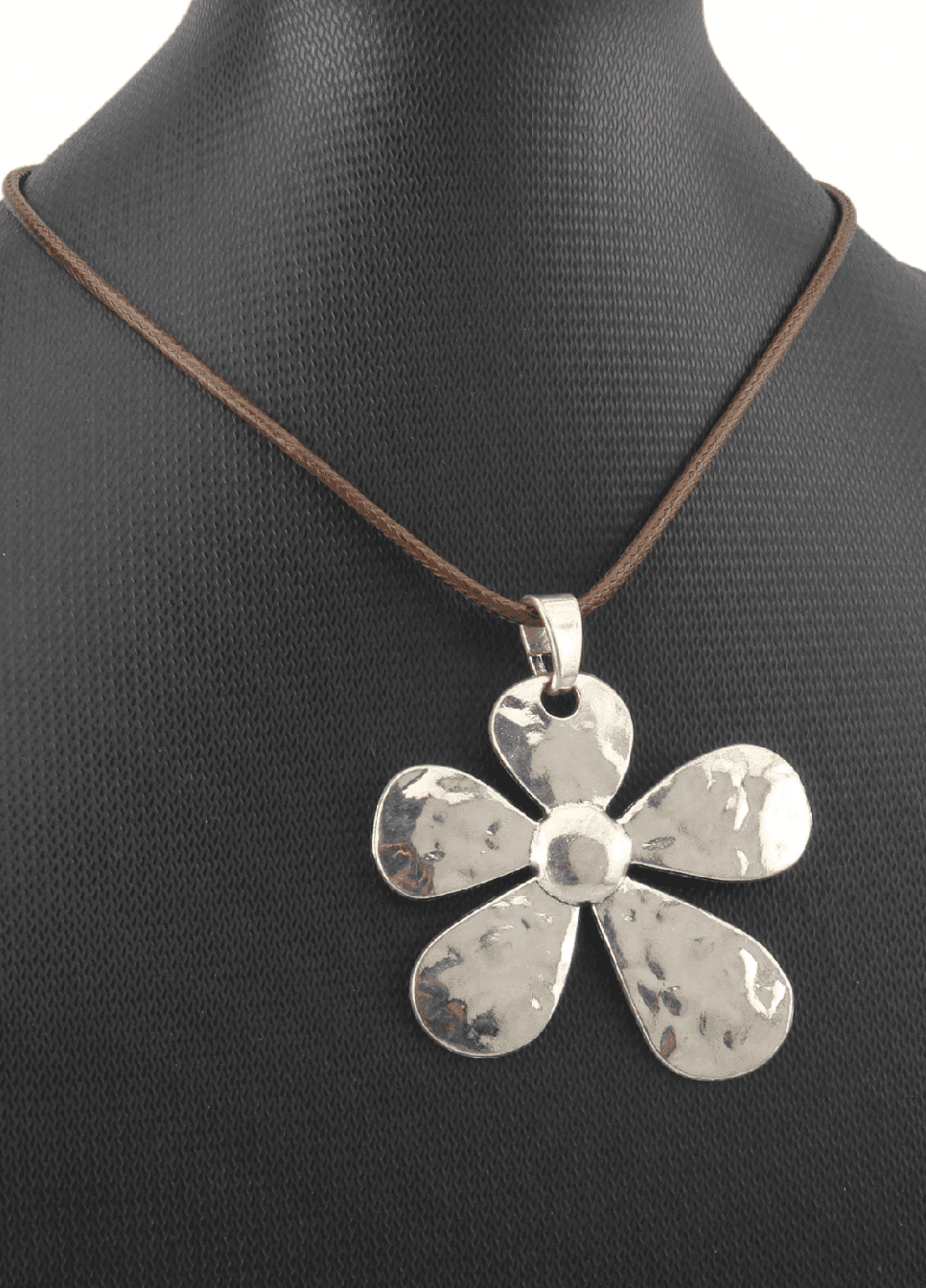 Simple Silver Asymmetrical Sunflower Pendant Necklace