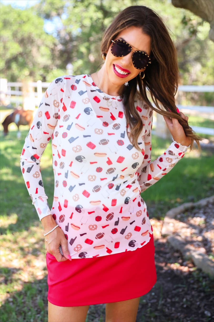 Alyssa Mesh Top- Red Tailgate