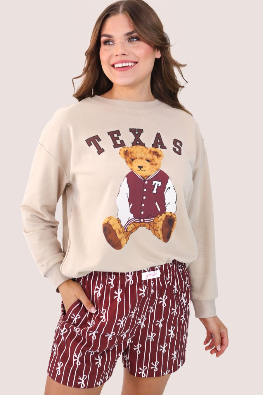 Benny The Bear Texas Pullover- Maroon