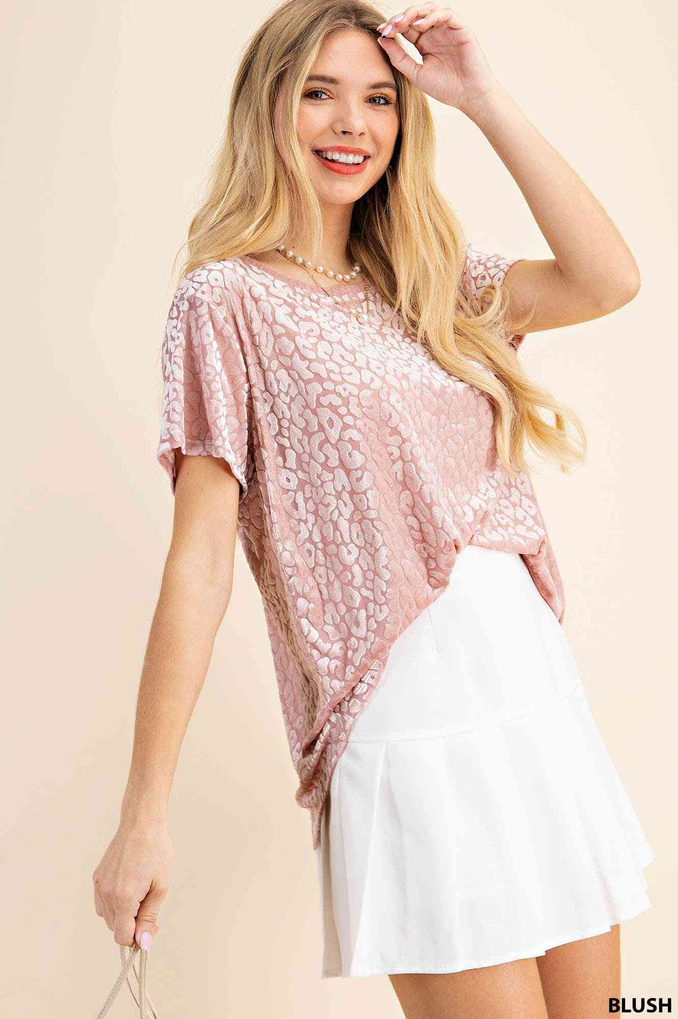 Blush Burn Out Leopard Top - The Swanky Bee