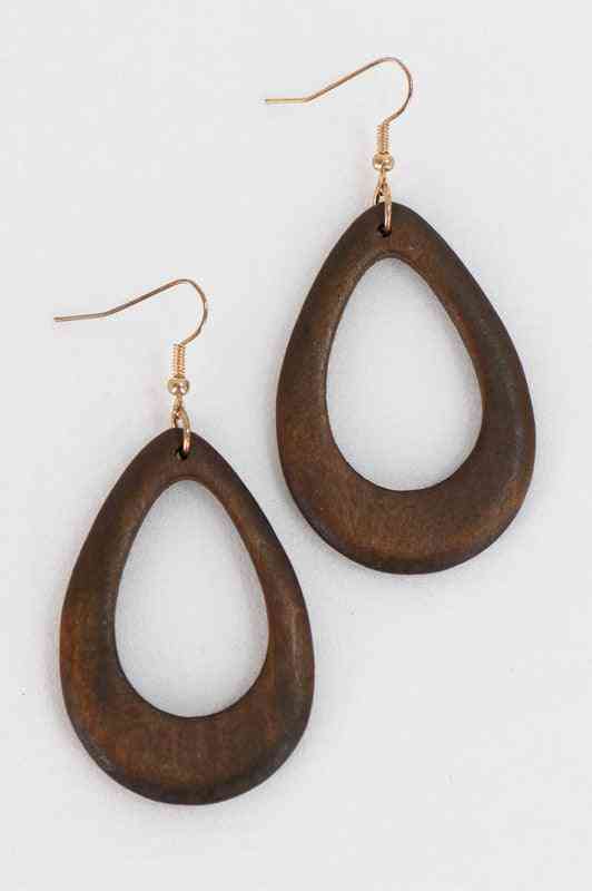 Boho Laser Cut Teardrop Wood Earrings - The Swanky Bee