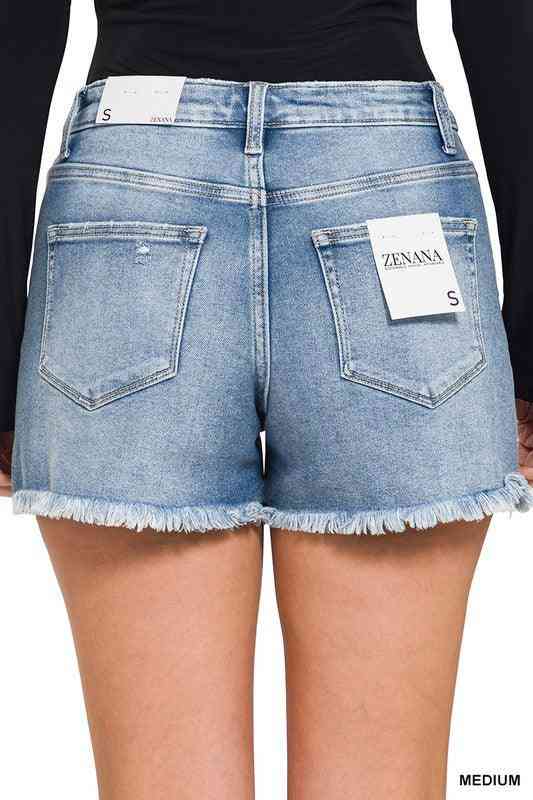 Button Fly Denim Shorts - The Swanky Bee