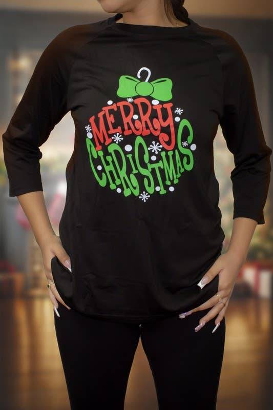 ''Merry Christmas'' Ornament Raglan Tee