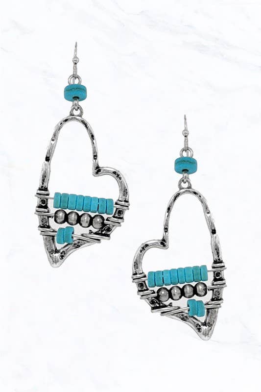 Heart-Shaped Beaded Earrings