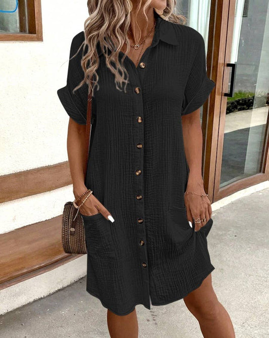 V-Neck Button Down Dress