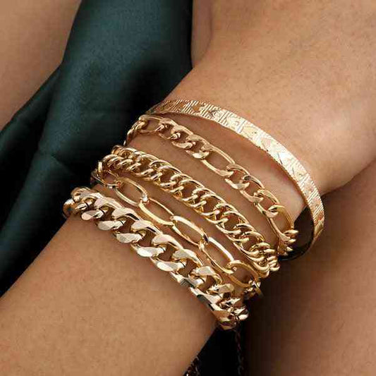 Gold Stacking Chain Bracelets - The Swanky Bee