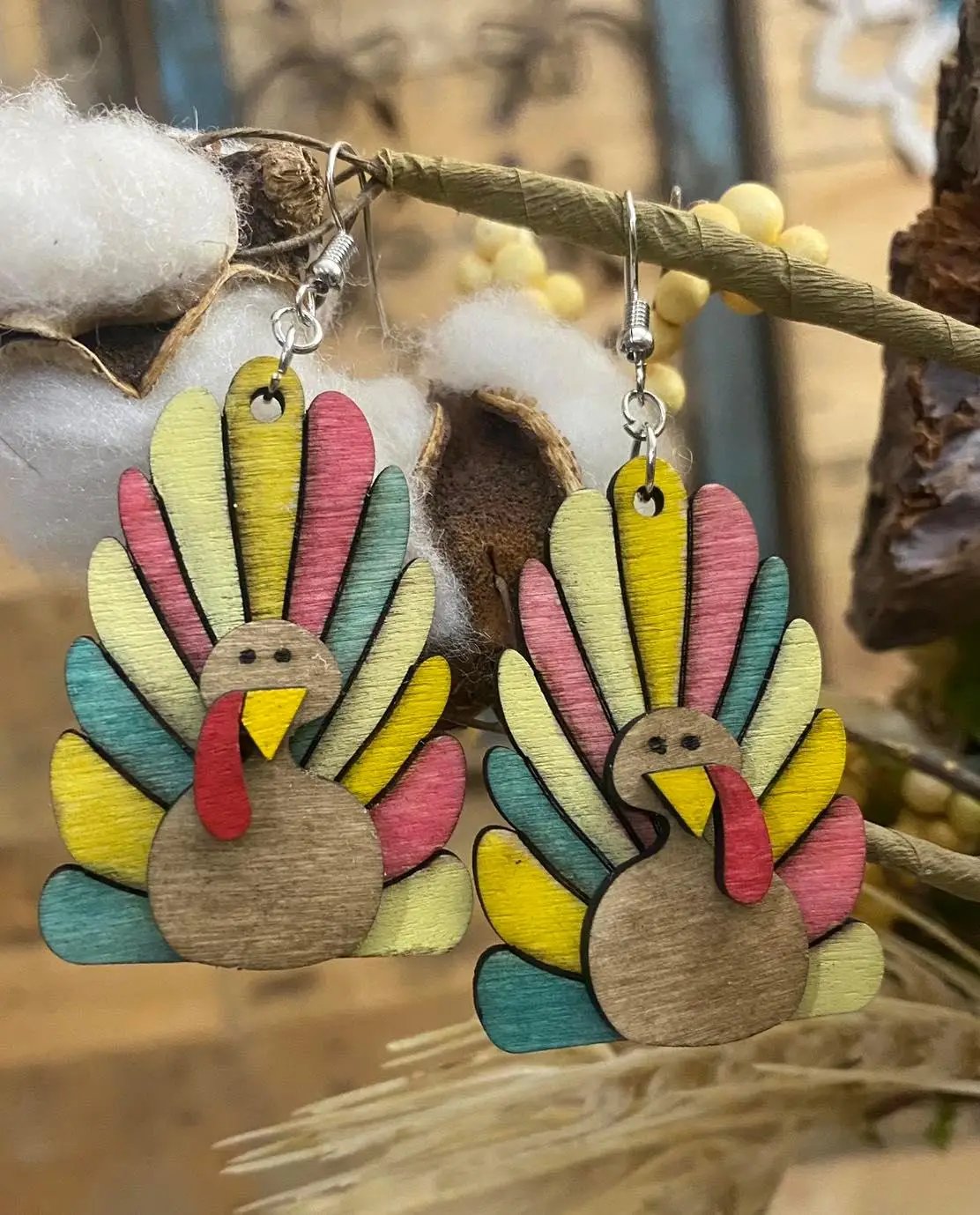 Hand Painted Turkey Earrings - The Swanky Bee