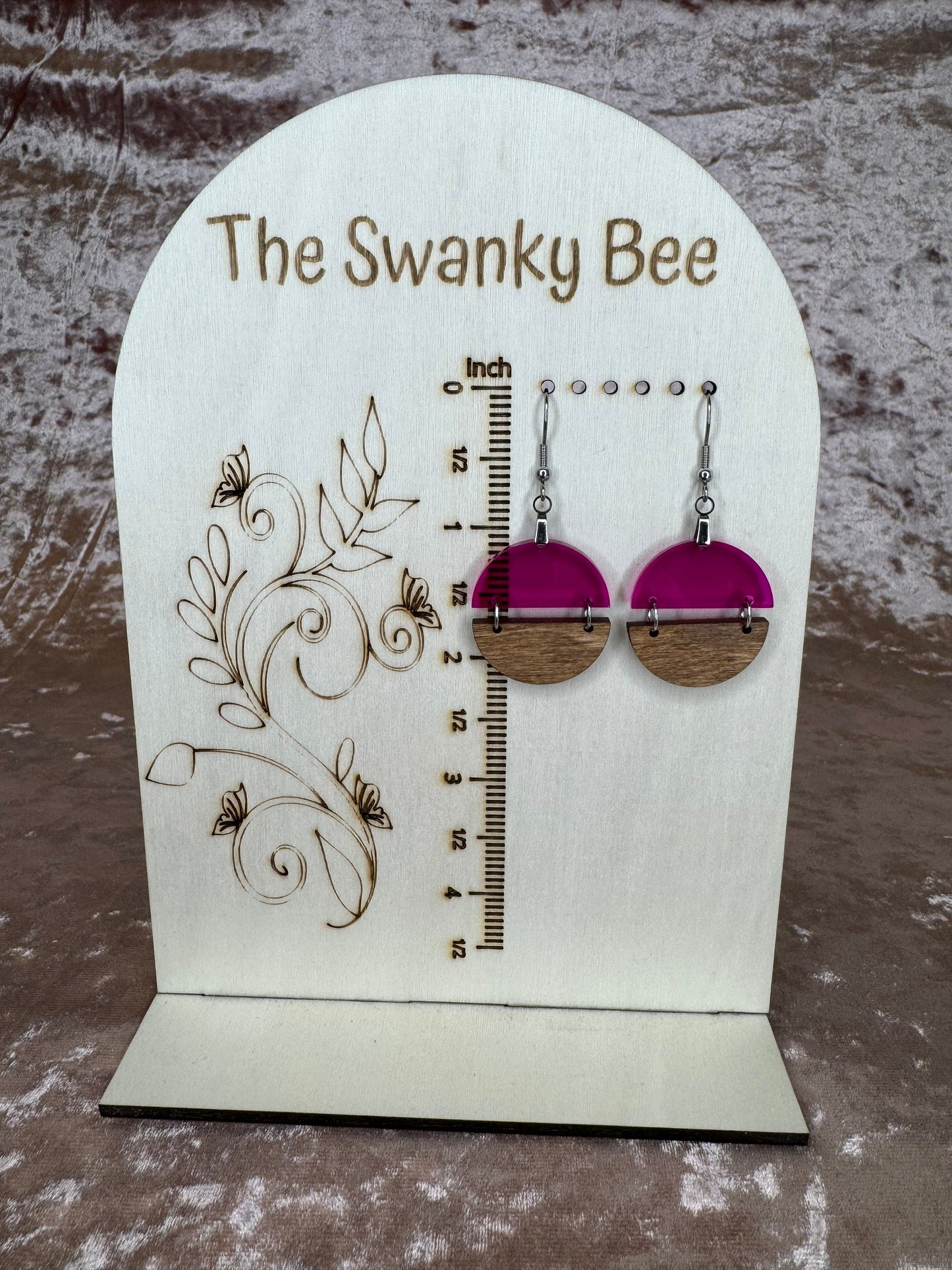 Acrylic and Wood Half Moon Earrings: Modern Geometric Jewelry