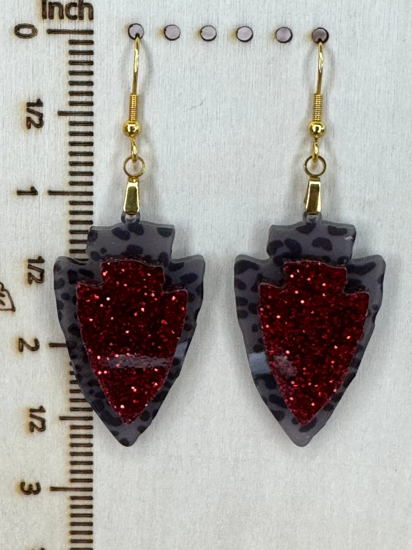 KC Arrowhead Dangle Earrings: Red Glitter, Sports Fan Jewelry