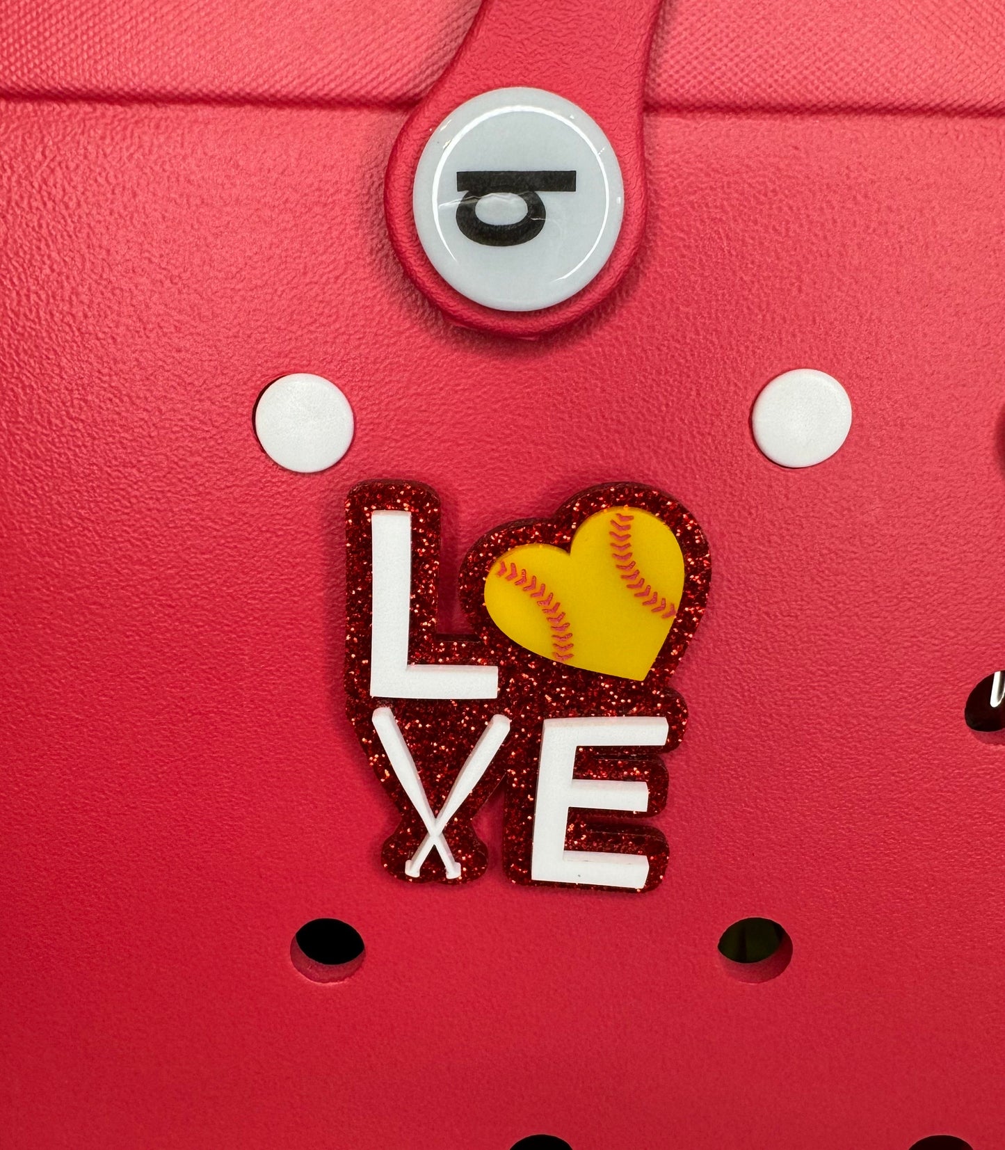 Softball Love Bogg Bag Charm: Sports Mom Bag Accessory