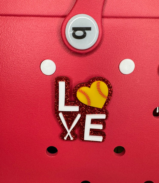 Softball Love Bogg Bag Charm: Sports Mom Bag Accessory