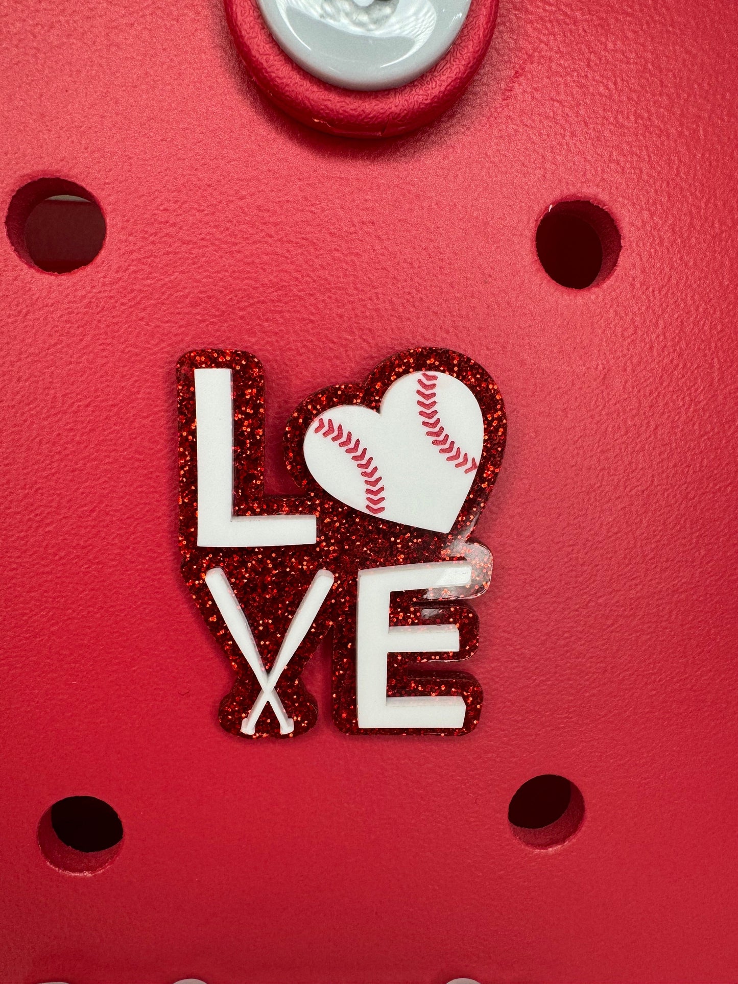 Baseball Love Bogg Bag Charm: Heart-Shaped Sports Accessory